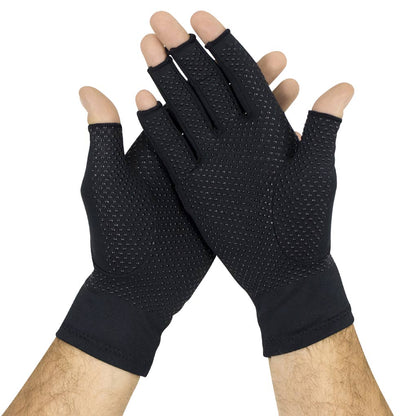 Copper Arthritis Gloves Fingerless - X-Small / Black