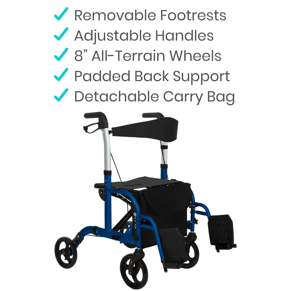 Wheelchair Rollator - Blue