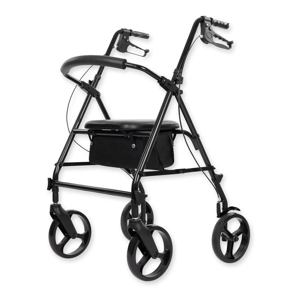 Folding Core Rollator Walker With 8-Inch Wheels And Seat - Black - Mobility & Transfer Equipment