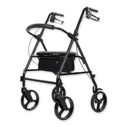 Folding Core Rollator Walker With 8-Inch Wheels And Seat - Black - Mobility & Transfer Equipment