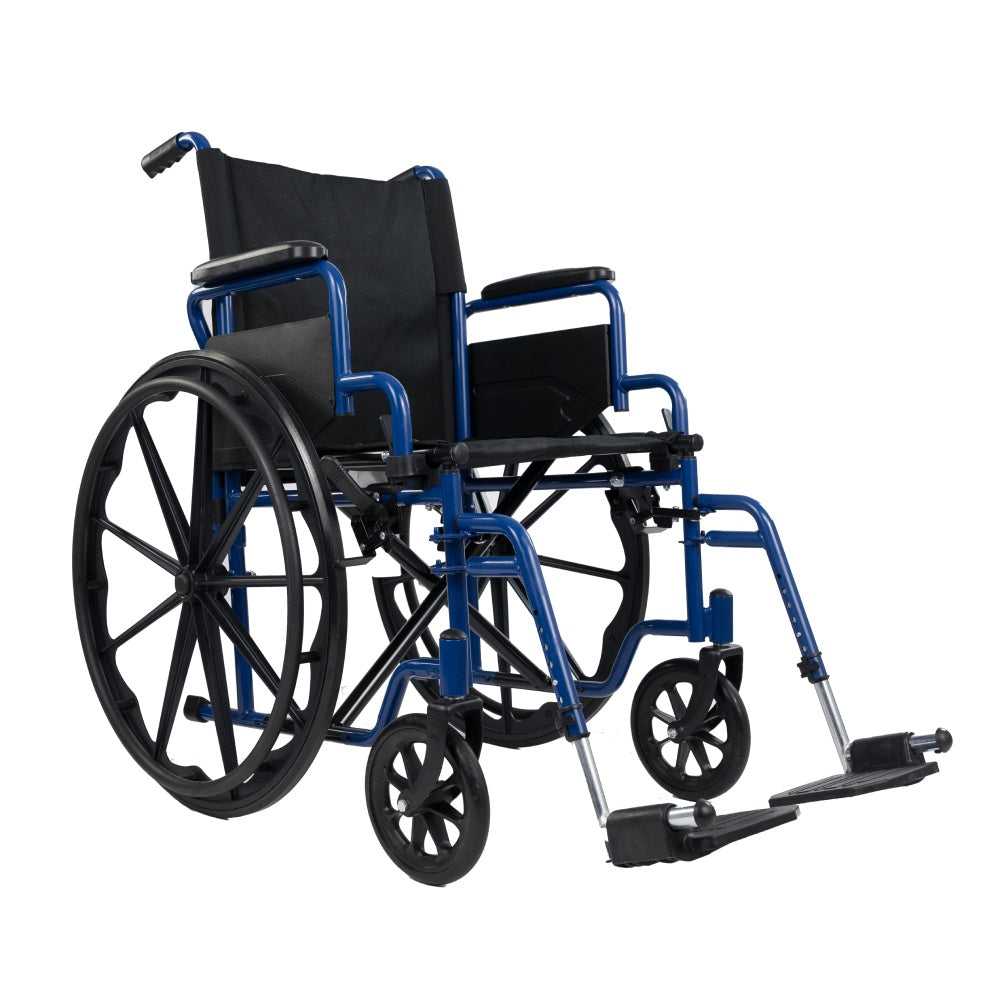 Core Wheelchair K1 (16’’-18’’-20’’ 300 lbs) - Blue / 18’’ / With Swing-Away Footrests