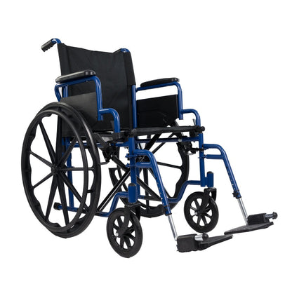 Core Wheelchair K1 (16’’-18’’-20’’ 300 lbs) - Blue / 18’’ / With Swing-Away Footrests