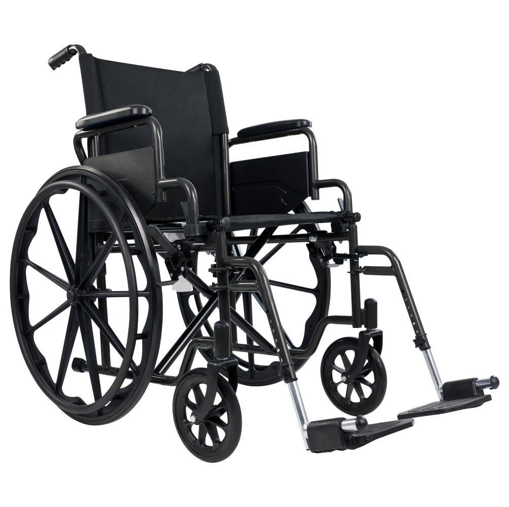 Core Wheelchair K1 (16’’-18’’-20’’ 300 lbs) - Black / 18’’ / With Swing-Away Footrests