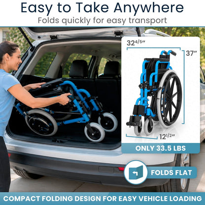 Folding Pediatric Wheelchair With 14-Inch Seat And 150-lb Capacity - 14’’ - Mobility & Transfer Equipment