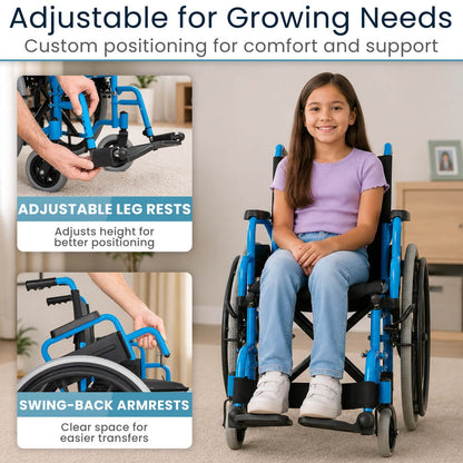Folding Pediatric Wheelchair With 14-Inch Seat And 150-lb Capacity - 14’’ - Mobility & Transfer Equipment