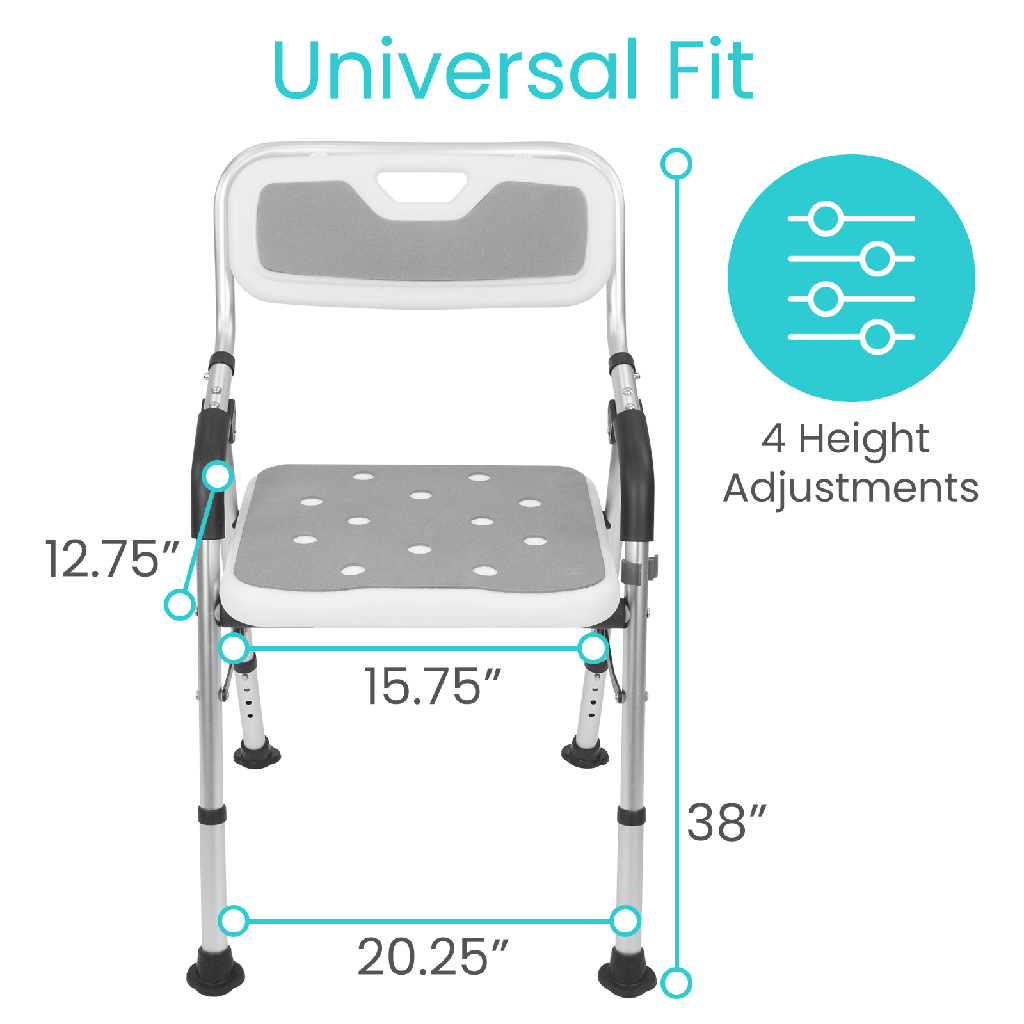 Folding Shower Chair With Non-Slip Support Feet - Bathroom Safety & Daily Living