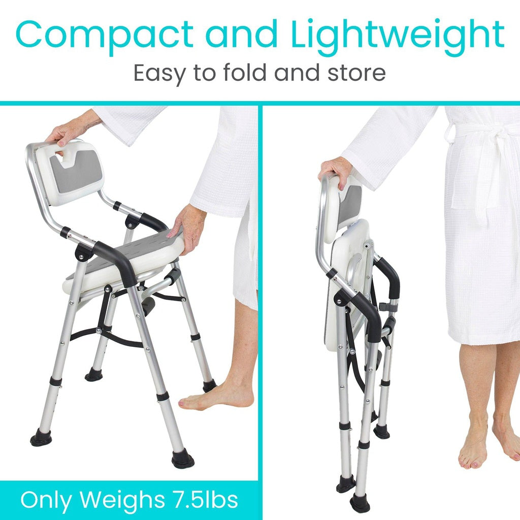 Folding Shower Chair With Non-Slip Support Feet - Bathroom Safety & Daily Living
