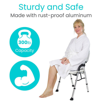 Folding Shower Chair With Non-Slip Support Feet - Bathroom Safety & Daily Living
