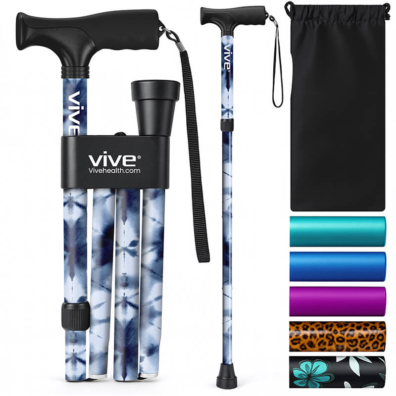 Folding Cane - Blue Burst