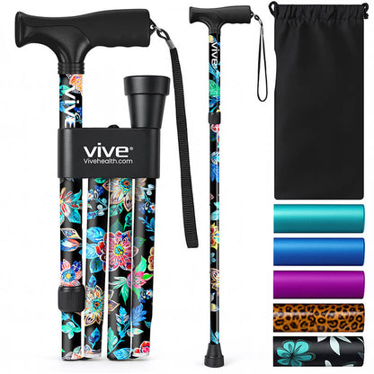 Folding Cane - Neon Floral