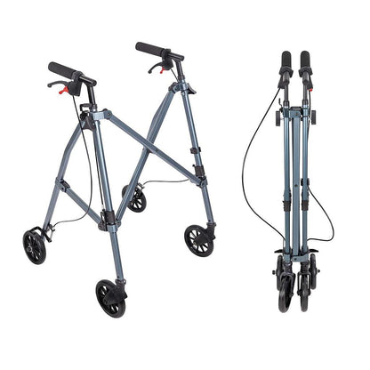 Four-Wheel Folding Air-Frame Walker With Hand Brakes - Grey - Mobility & Transfer Equipment