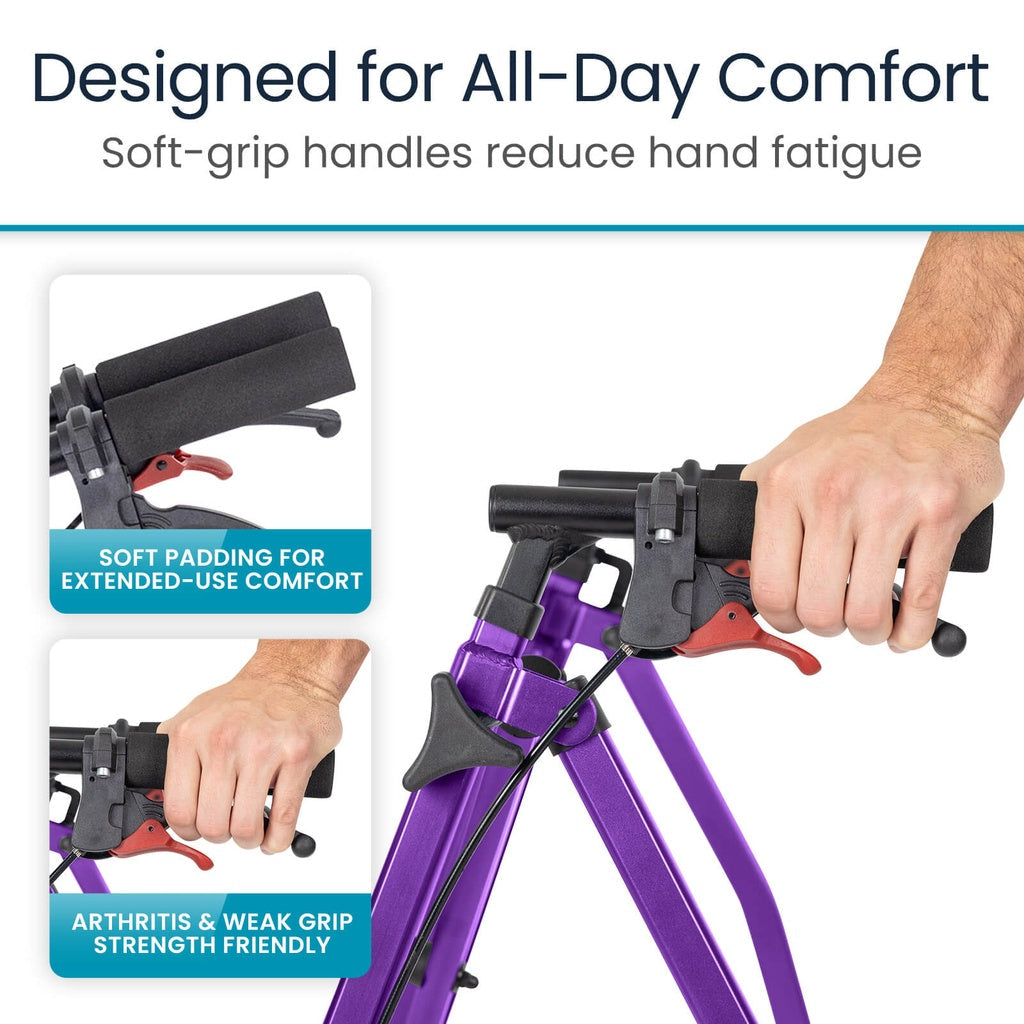 Four-Wheel Folding Air-Frame Walker With Hand Brakes - Mobility & Transfer Equipment