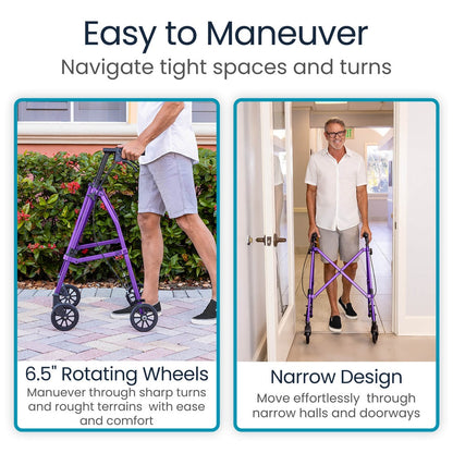 Four-Wheel Folding Air-Frame Walker With Hand Brakes - Mobility & Transfer Equipment
