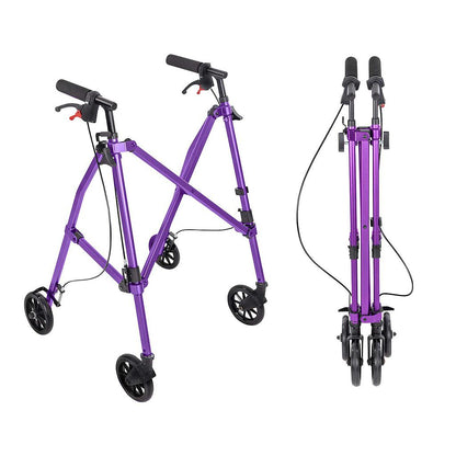 Four-Wheel Folding Air-Frame Walker With Hand Brakes - Purple - Mobility & Transfer Equipment