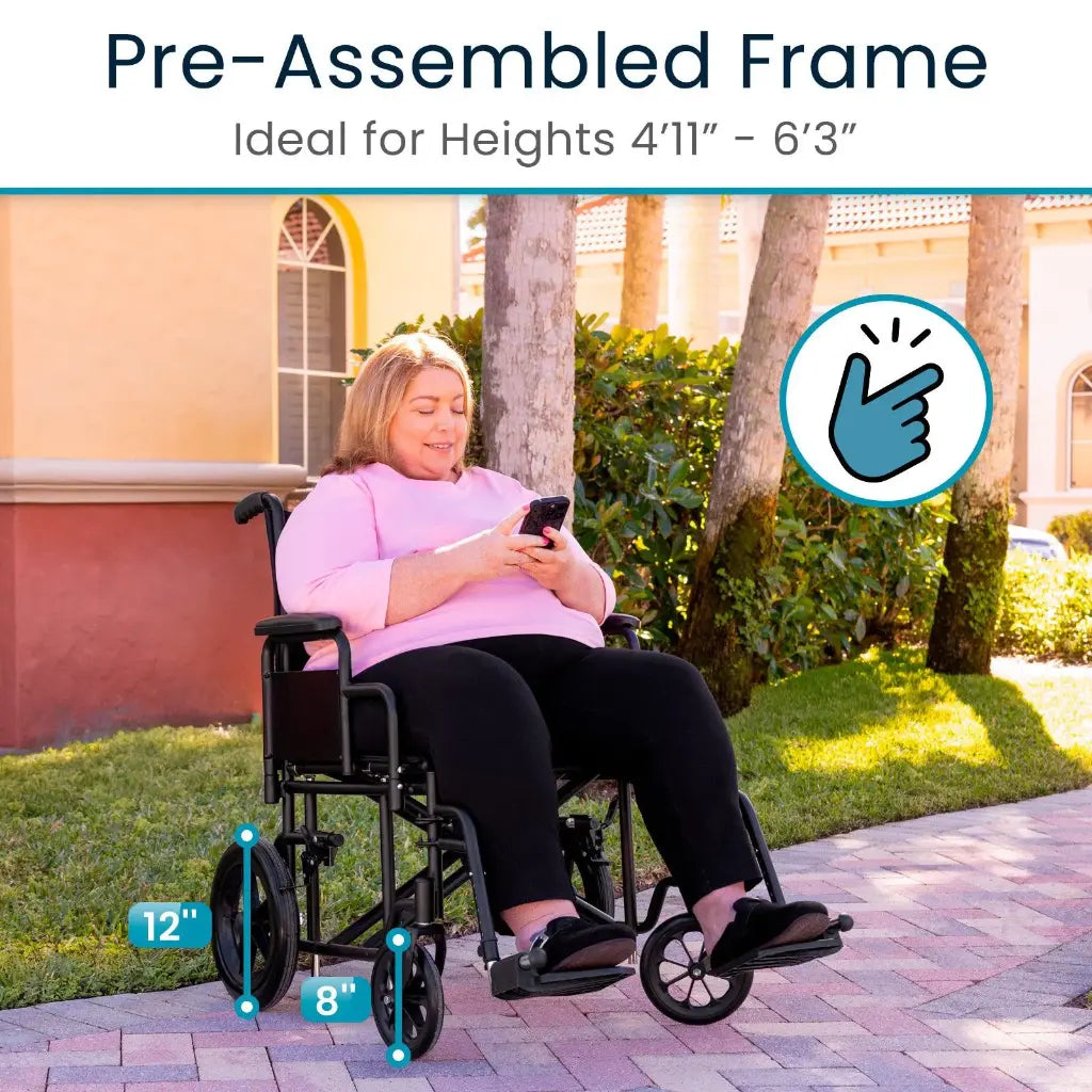 Bariatric Transport Wheelchair (22’’ 450lbs) - 22’’