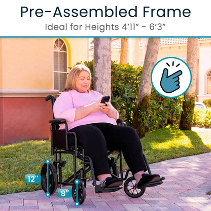 Bariatric Transport Wheelchair (22’’ 450lbs) - 22’’
