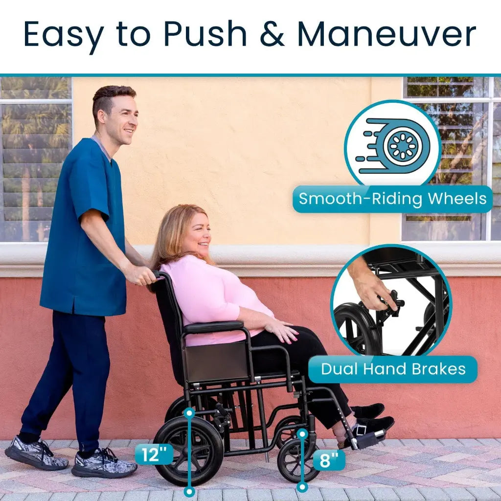 Bariatric Transport Wheelchair (22’’ 450lbs) - 22’’