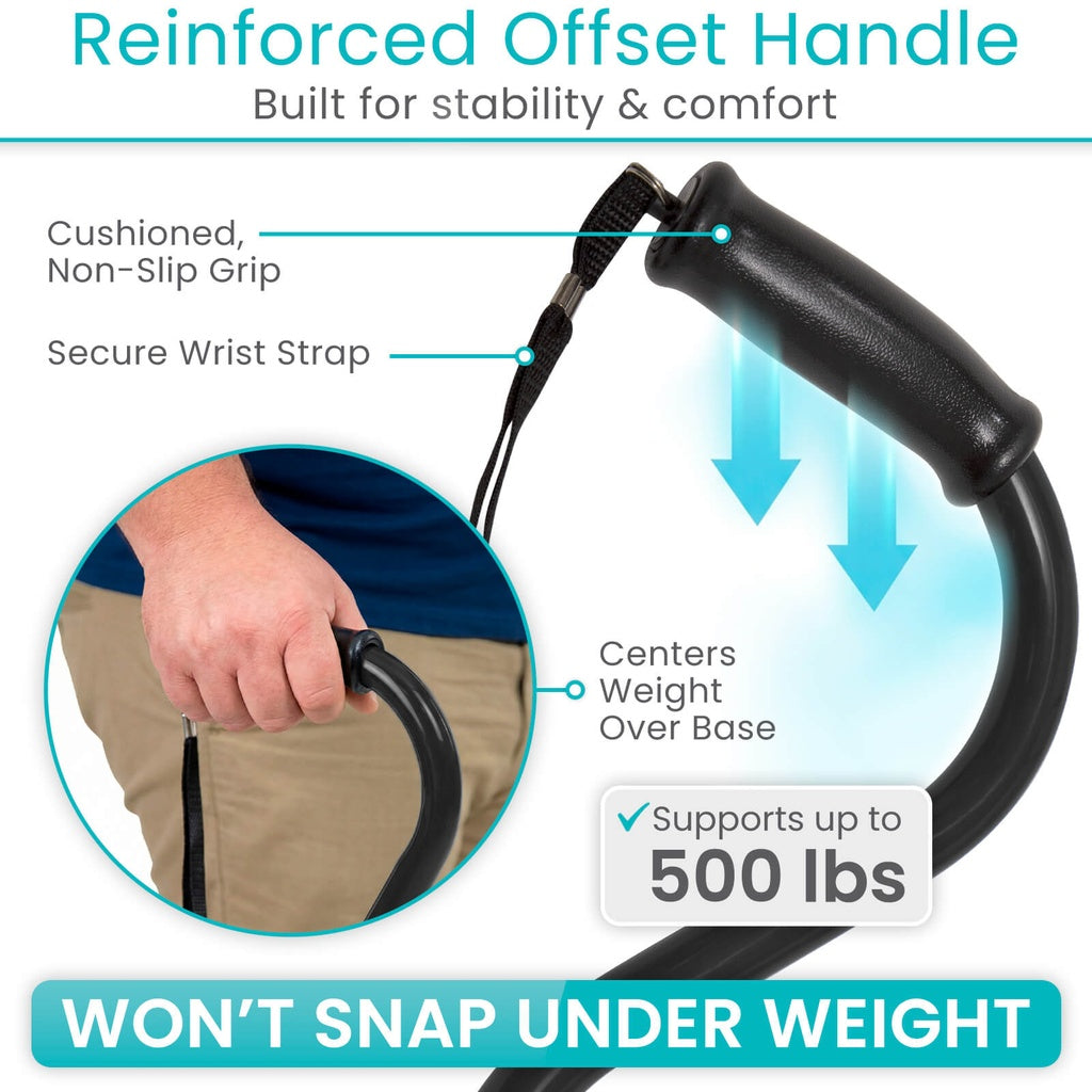 Offset Bariatric Cane - Black