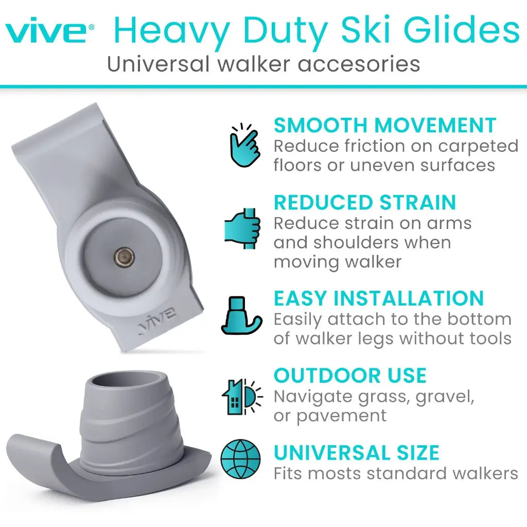 Walker Ski Glides Heavy Duty - Grey / 2 Pack