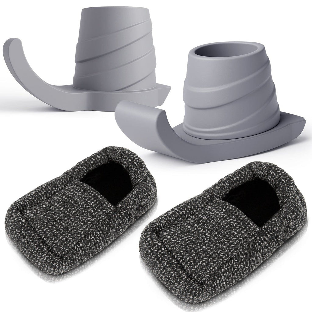 Heavy-Duty Walker Ski Glides With Protective Covers - Grey - Mobility & Transfer Equipment