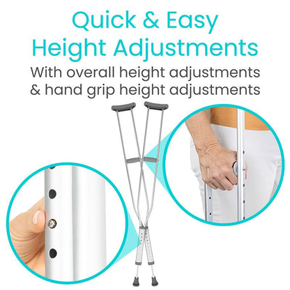 Height-Adjustable Underarm Crutches With Padded Grips - Mobility & Transfer Equipment