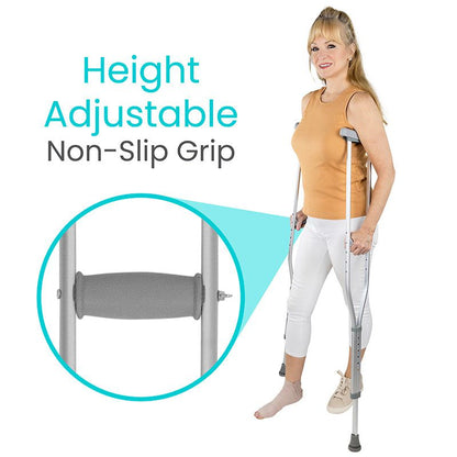 Height-Adjustable Underarm Crutches With Padded Grips - Mobility & Transfer Equipment