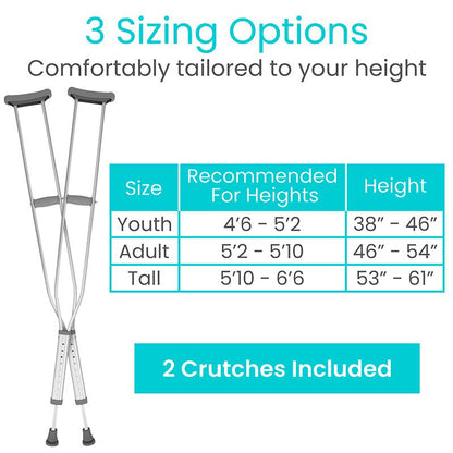Height-Adjustable Underarm Crutches With Padded Grips - Mobility & Transfer Equipment