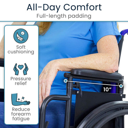 Height-Adjustable Wheelchair Armrests, Pair With Padded Supports - Mobility & Transfer Equipment