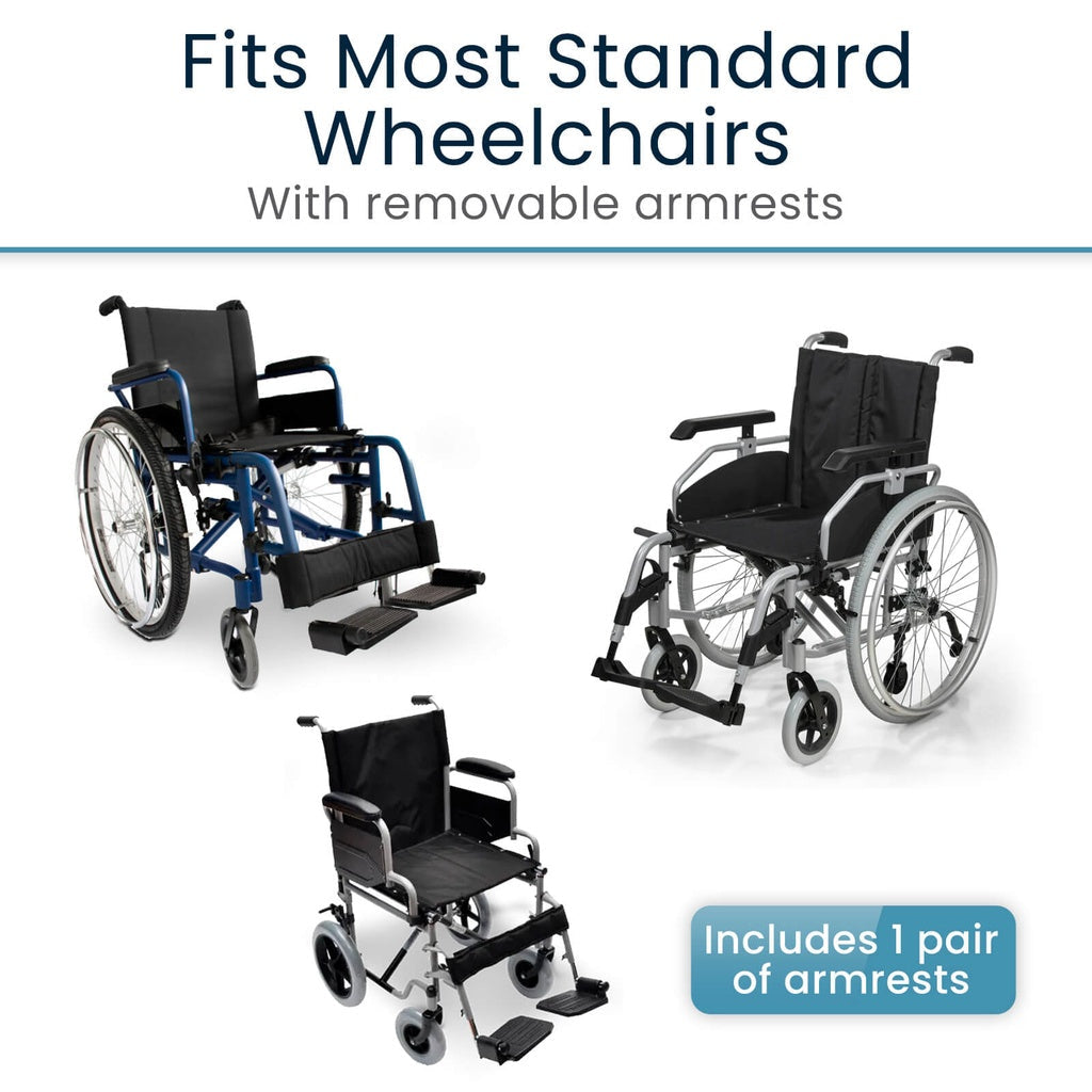 Height-Adjustable Wheelchair Armrests, Pair With Padded Supports - Mobility & Transfer Equipment