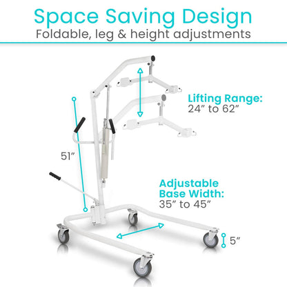 Hydraulic Patient Lift With Sling And Rolling Base - Mobility & Transfer Equipment