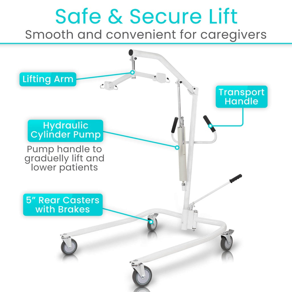 Hydraulic Patient Lift With Sling And Rolling Base - Mobility & Transfer Equipment