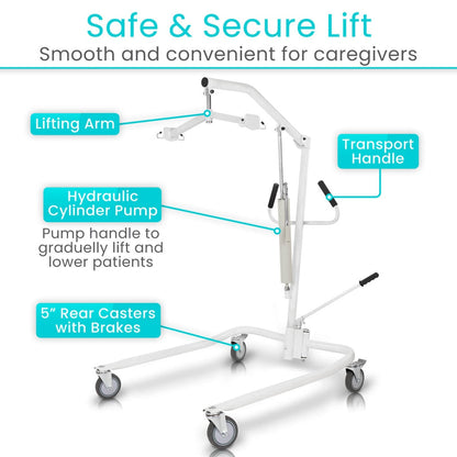 Hydraulic Patient Lift With Sling And Rolling Base - Mobility & Transfer Equipment