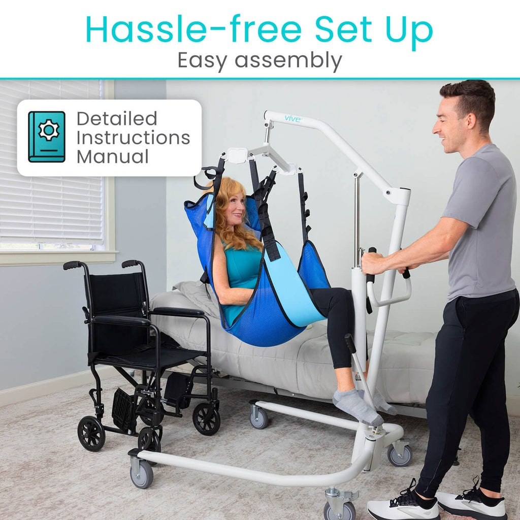Hydraulic Patient Lift With Sling And Rolling Base - Mobility & Transfer Equipment