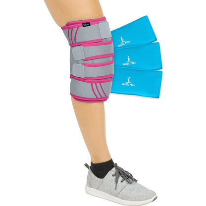 Knee Ice Wrap - Grey w/ Pink