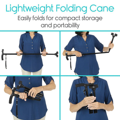 LED Folding Walking Cane Adjustable Height With Light - Folding Walking Cane
