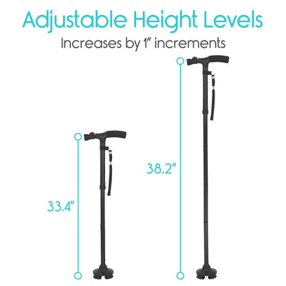 LED Folding Walking Cane Adjustable Height With Light - Folding Walking Cane