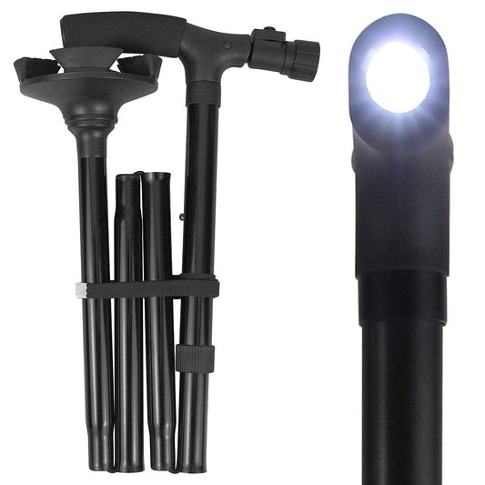LED Folding Walking Cane Adjustable Height With Light - Folding Walking Cane