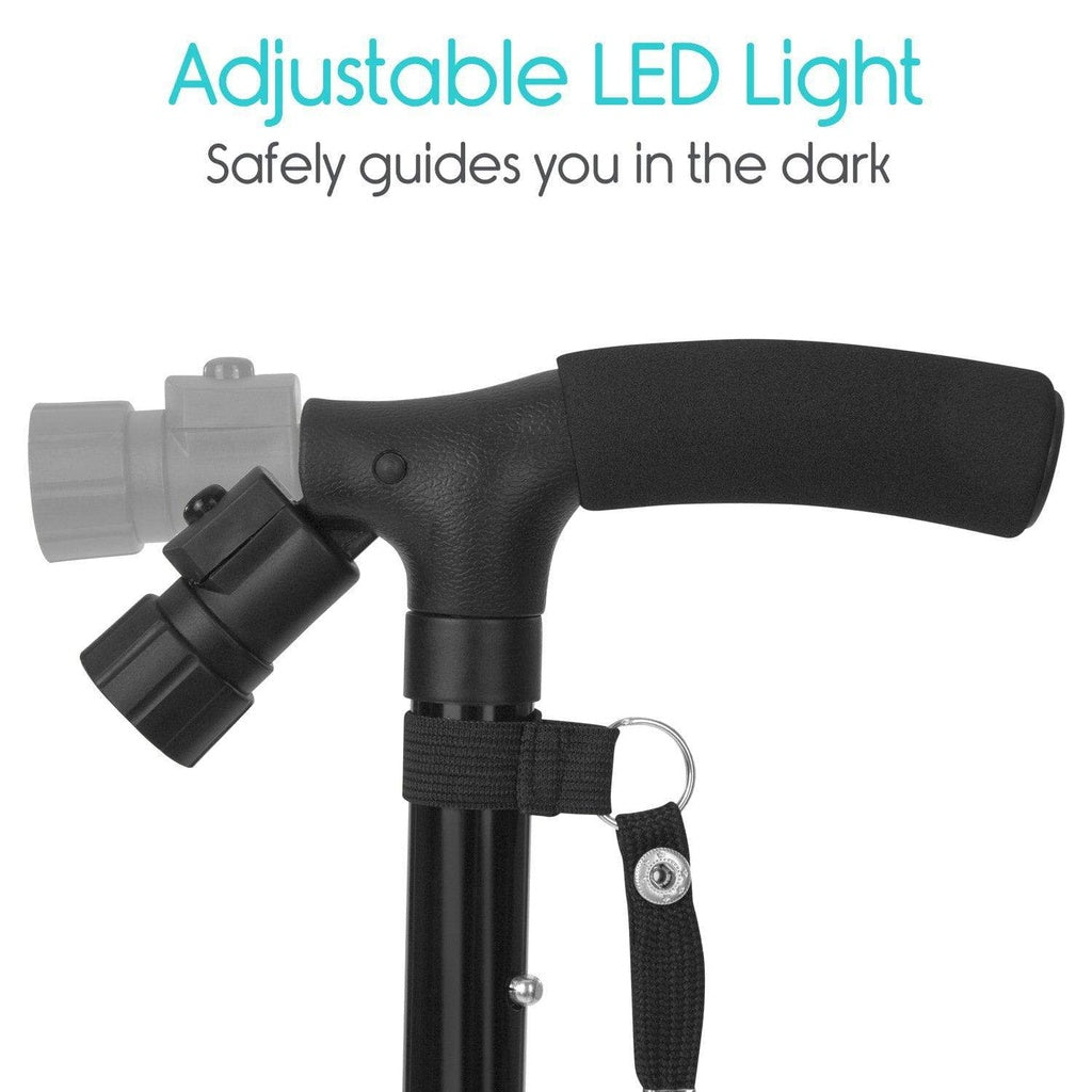 LED Folding Walking Cane Adjustable Height With Light - Folding Walking Cane