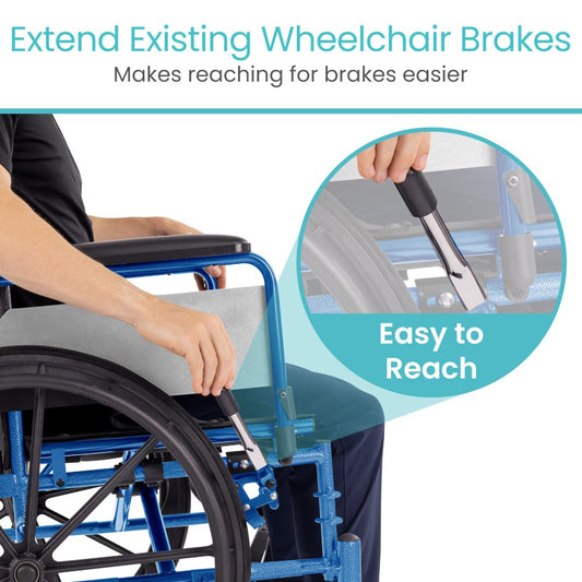 Manual Wheelchair Brake Handle Extensions With Easy-Grip Ends - Mobility & Transfer Equipment