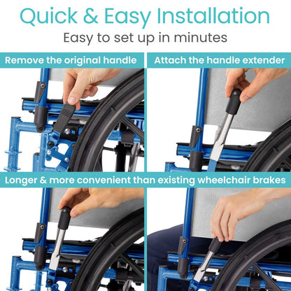 Manual Wheelchair Brake Handle Extensions With Easy-Grip Ends - Mobility & Transfer Equipment