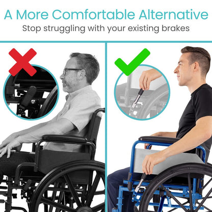 Manual Wheelchair Brake Handle Extensions With Easy-Grip Ends - Mobility & Transfer Equipment
