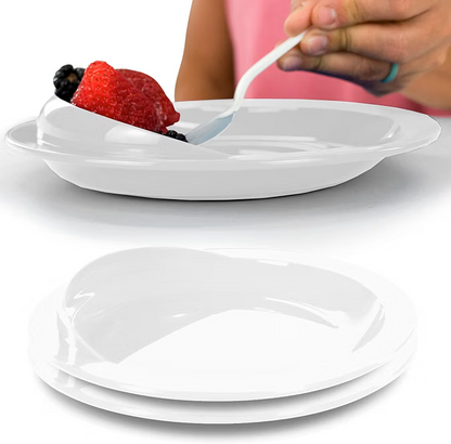 Spill Proof Scoop Plate - White / 2 Pack