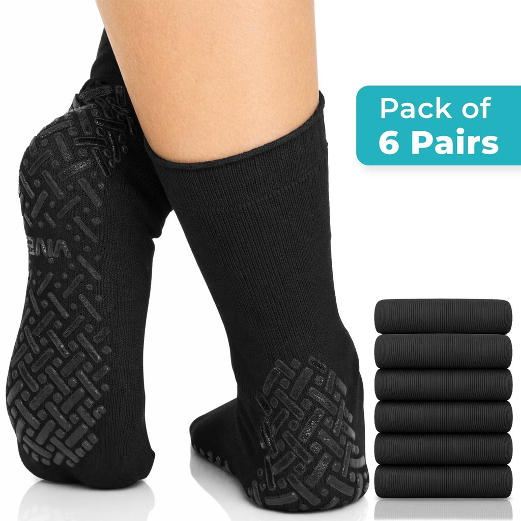 Non Slip Socks (6 Pairs) - Black
