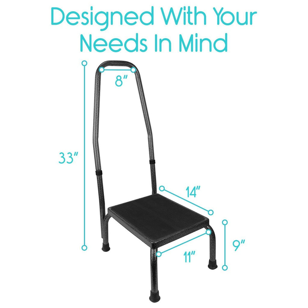 Step Stool with Handrail - Black