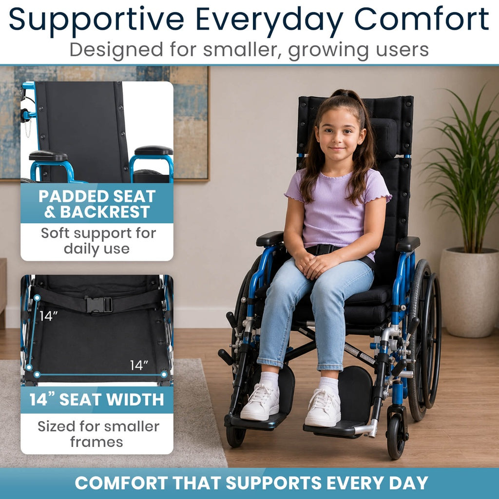 Reclining Pediatric Wheelchair With 14-Inch Seat - Mobility & Transfer Equipment