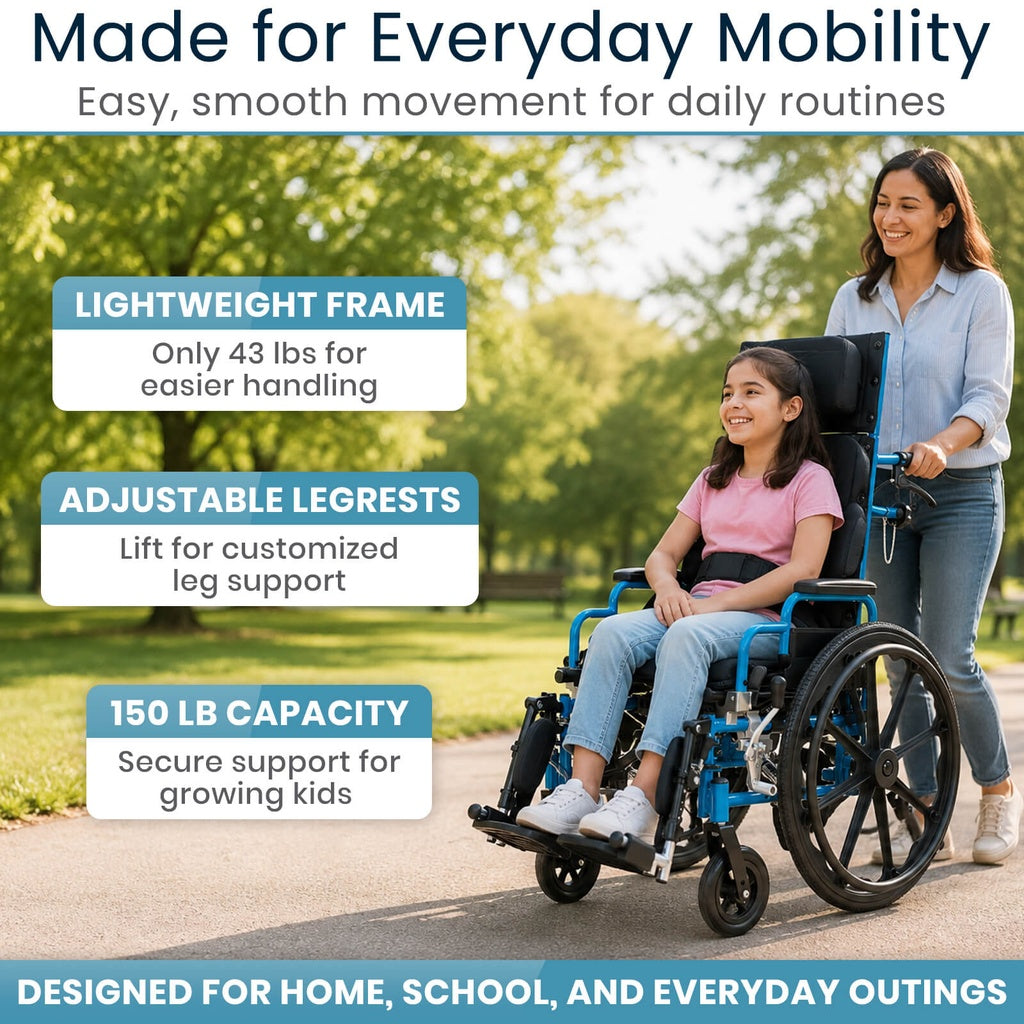 Reclining Pediatric Wheelchair With 14-Inch Seat - Mobility & Transfer Equipment