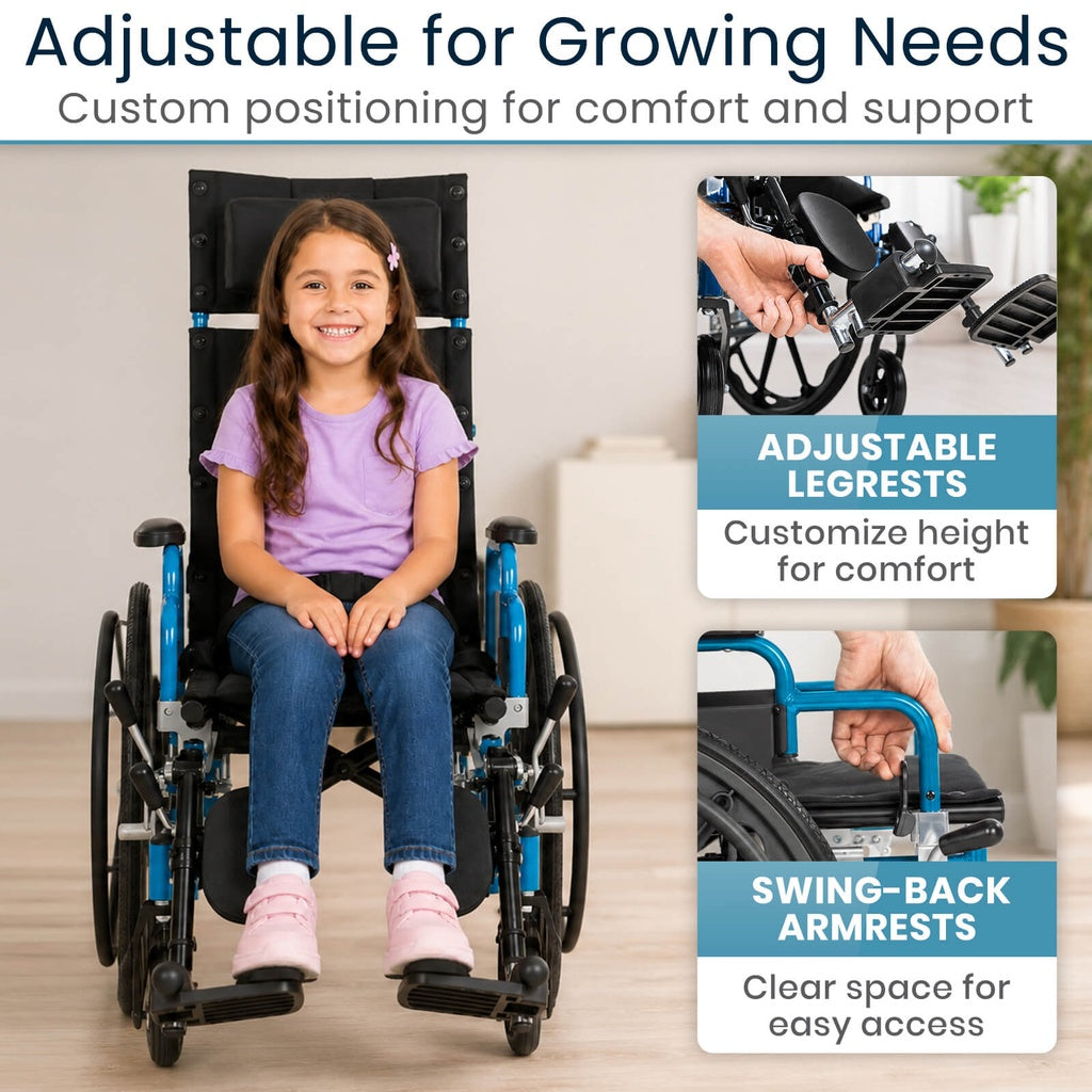 Reclining Pediatric Wheelchair With 14-Inch Seat - Mobility & Transfer Equipment
