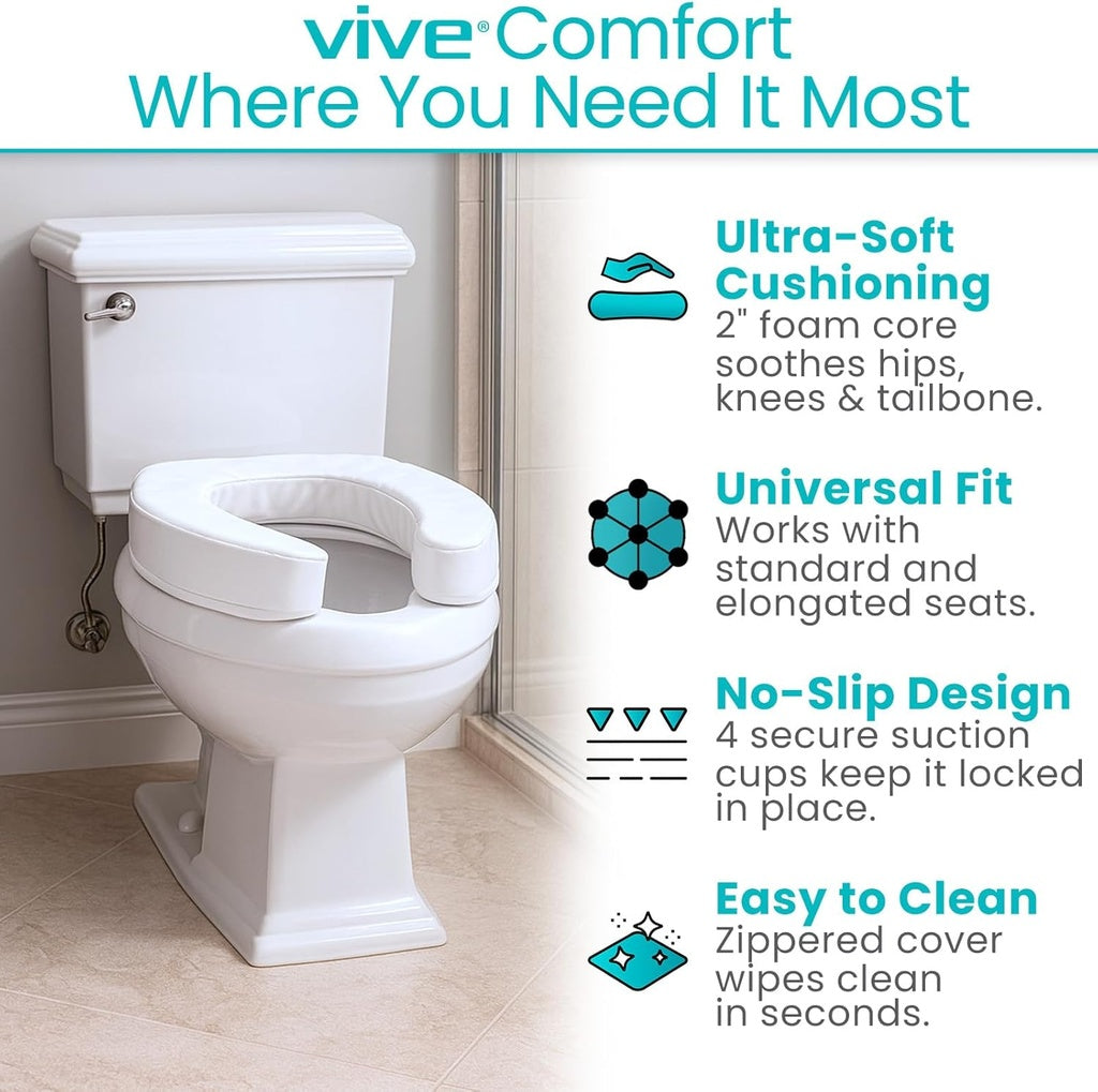 Cushioned Toilet Seat Riser 2’’ Soft