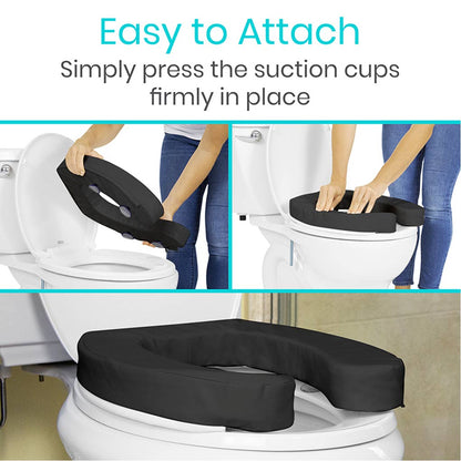 Cushioned Toilet Seat Riser Black 2’’ Soft