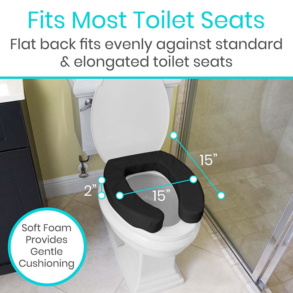 Cushioned Toilet Seat Riser Black 2’’ Soft